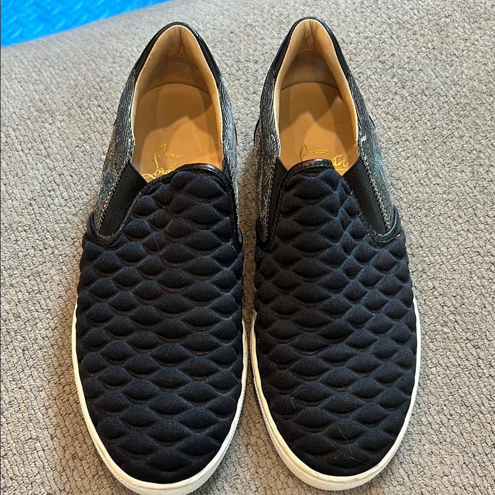 Christian Louboutin Black Quilted Flats